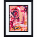 Caught in Colour original pink abstract painting by Poppy Fraylich in a black frame with a white mount