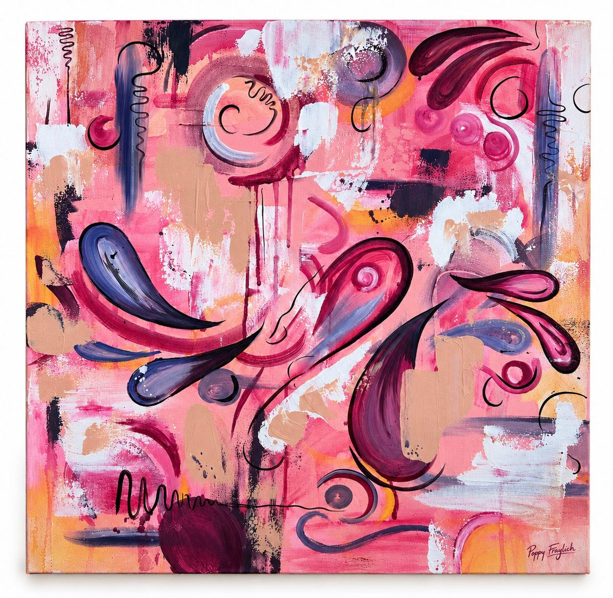 Pink Reverie original abstract canvas painting by Poppy Fraylich