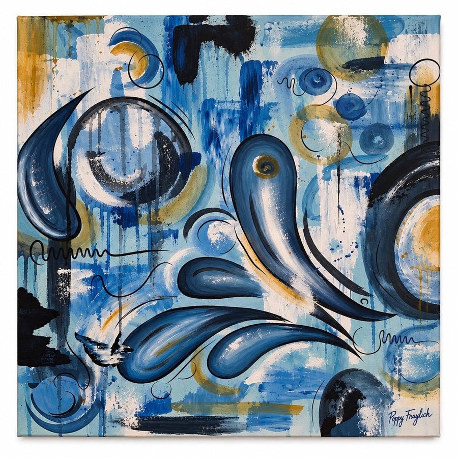 Still in Motion original abstract painting by Poppy Fraylich from the Into the Blue series